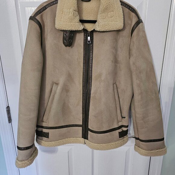 NWT Zara Double Faced Fleece Lined Faux Suede Jacket Size Large - Picture 4 of 4